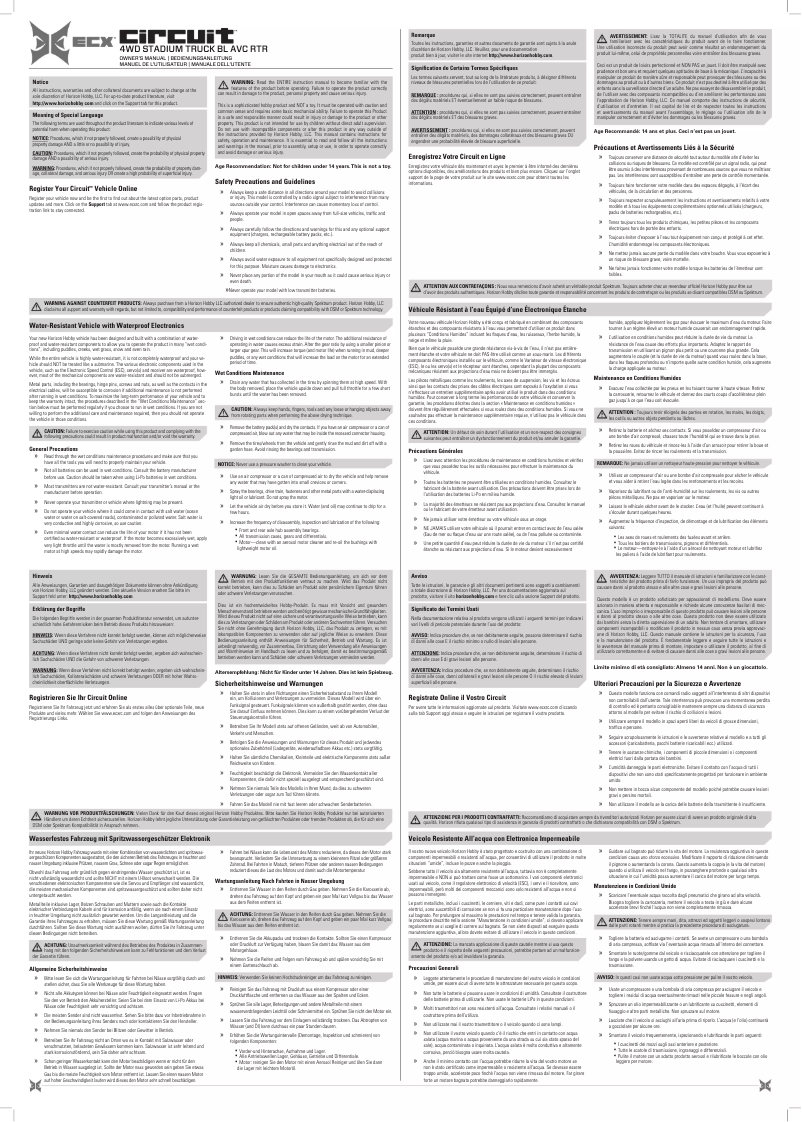 Page n°1 - Manuel utilisateur ECX ECX03017