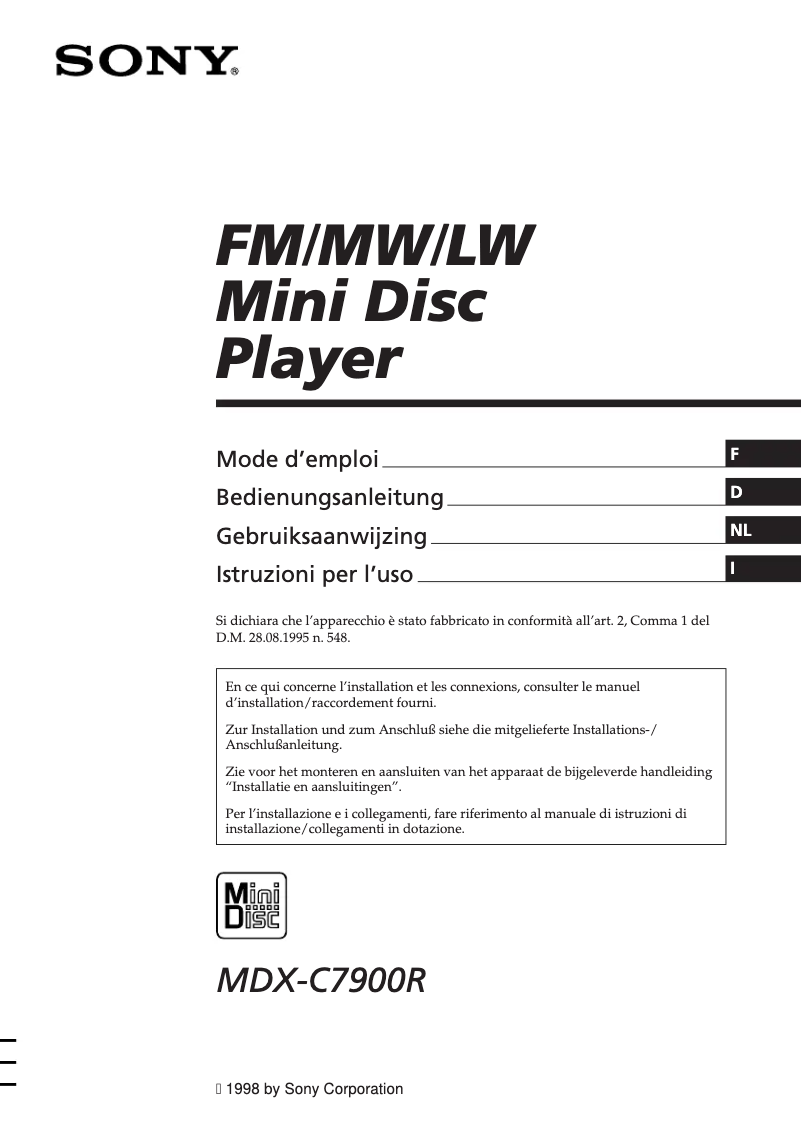 Imagen de la primera página del manual del dispositivo MDX-C7900R