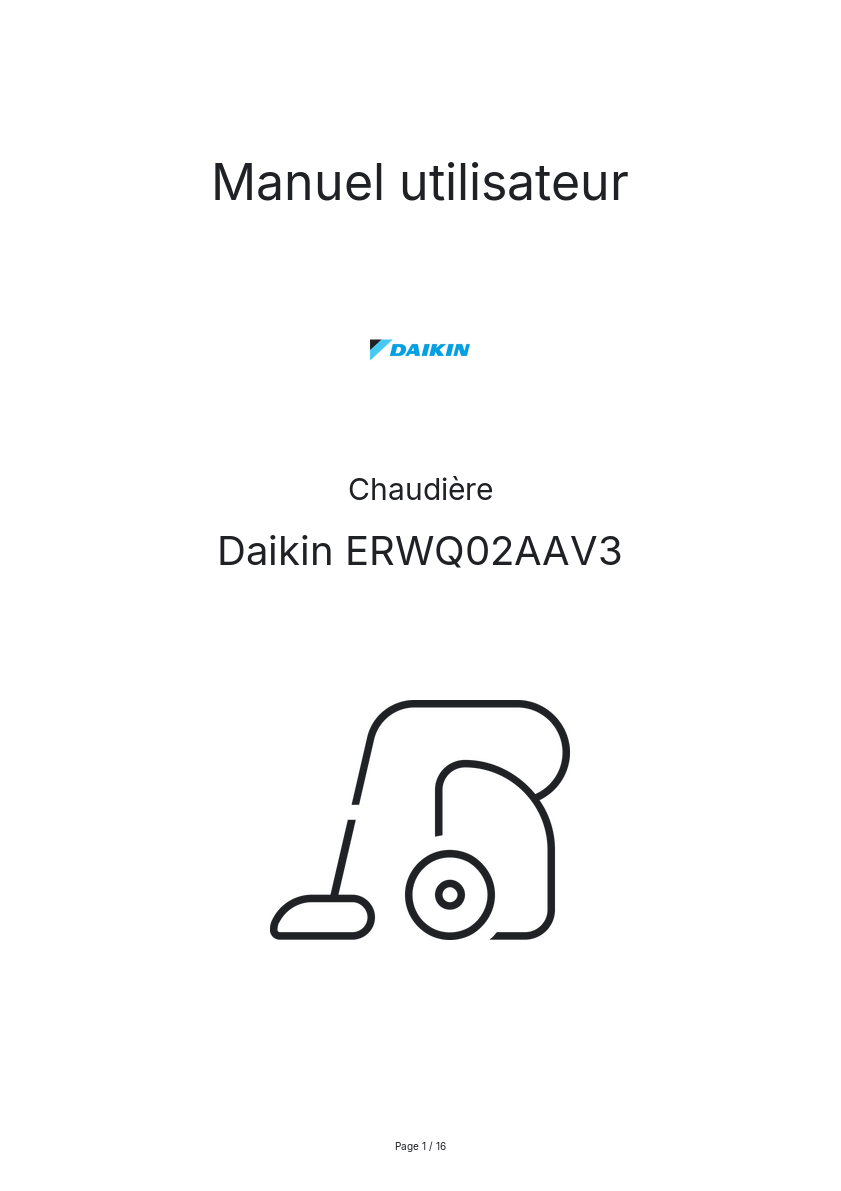 Image de la première page du manuel de l'appareil ERWQ02AAV3