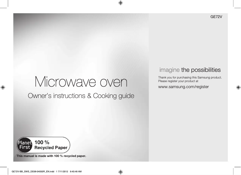 Page n°1 - Manuel utilisateur Samsung GE72V-SS