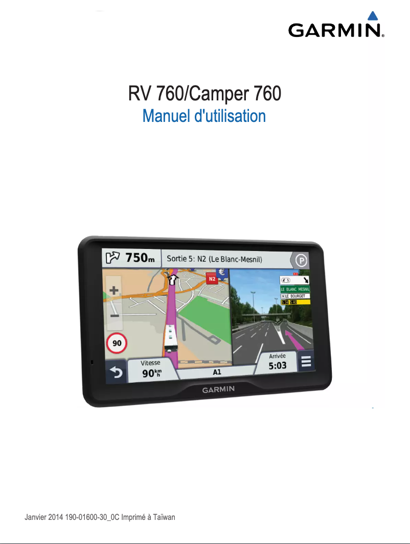 Page 1 de la notice Manuel utilisateur Garmin Camper 760LMT-D