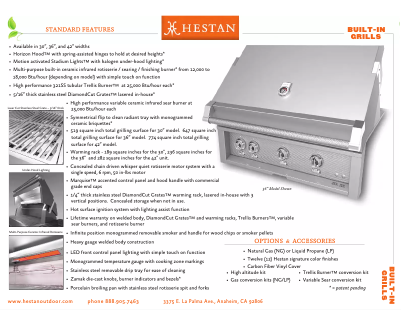 Page 1 de la notice Fiche technique Hestan GSBR42-NG