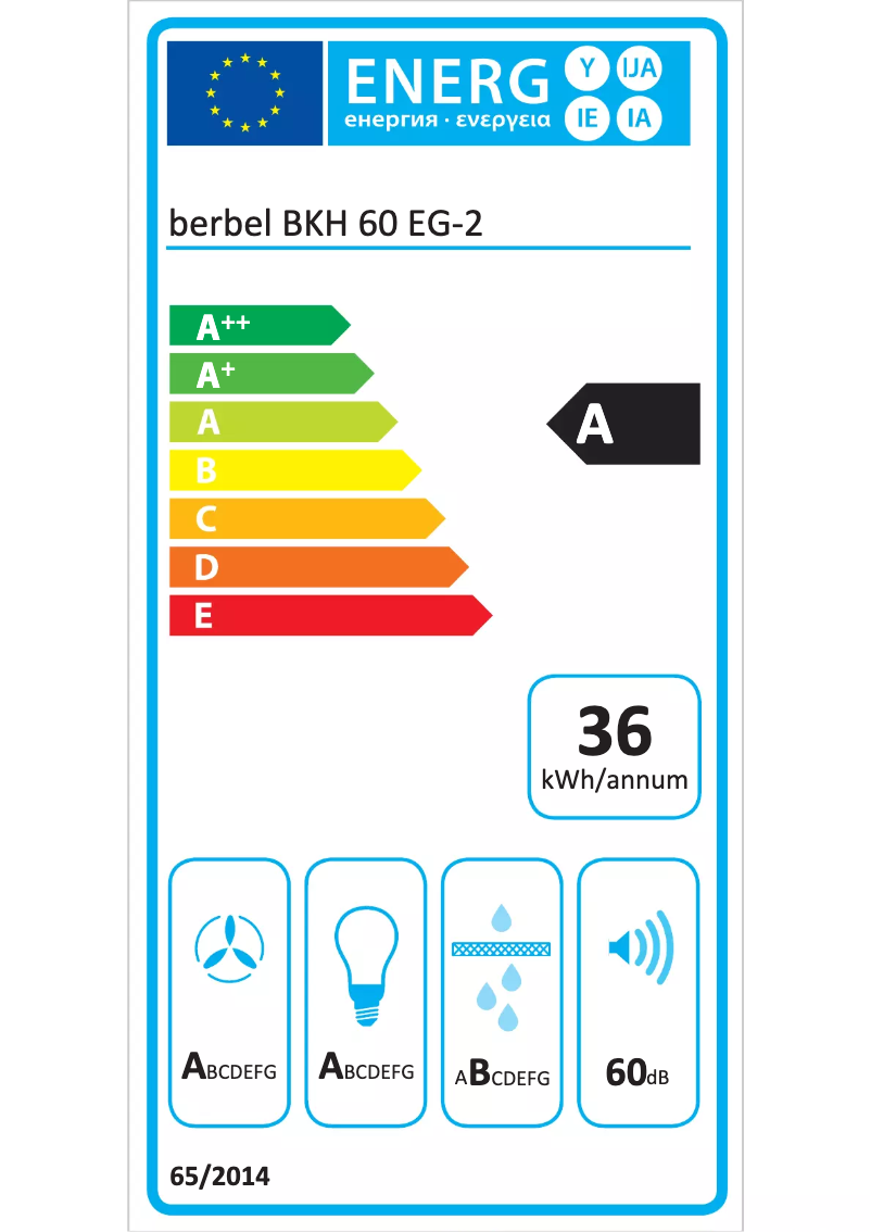 Page 1 de la notice Label énergétique Berbel BKH 60 EG