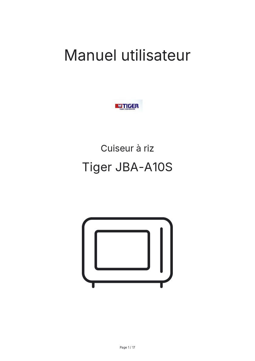 Page n°1 - Manuel utilisateur Tiger JBA-A10S