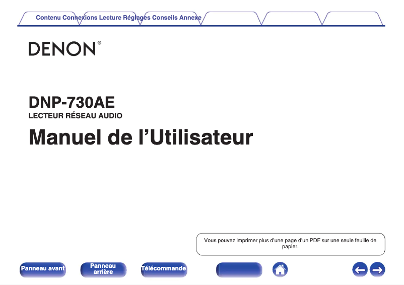 Page 1 de la notice Manuel utilisateur Denon DNP-730AE