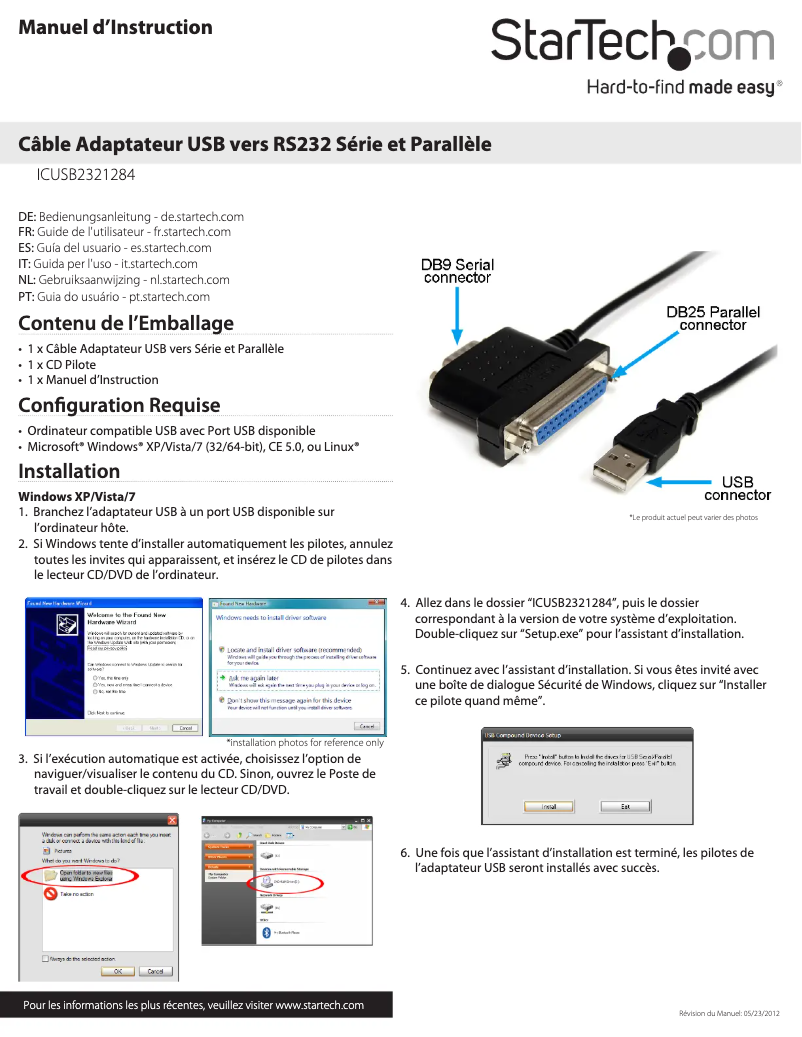 Image de la première page du manuel de l'appareil ICUSB2321284