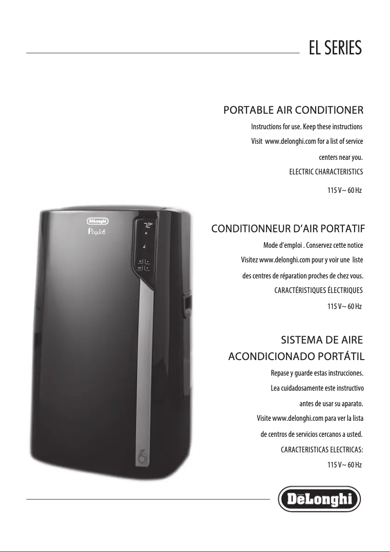 Page n°1 - Manuel utilisateur DeLonghi PACEL290HLWKC