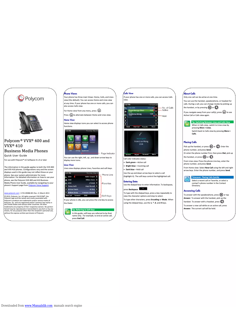 Page n°1 - Manuel utilisateur Polycom VVX 410