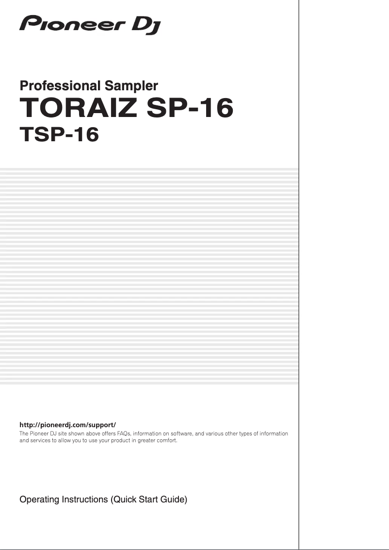 Image de la première page du manuel de l'appareil TORAIZ SP-16