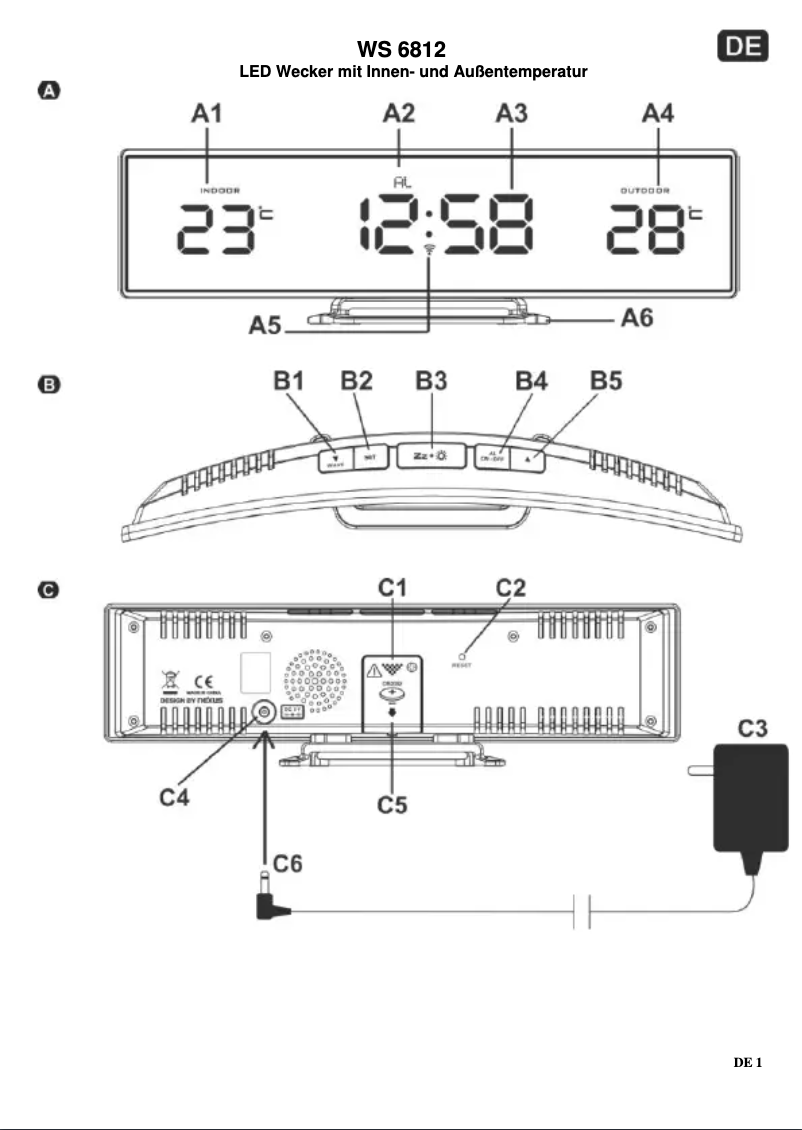Page 1 de la notice Manuel utilisateur Techno Line WS 6812
