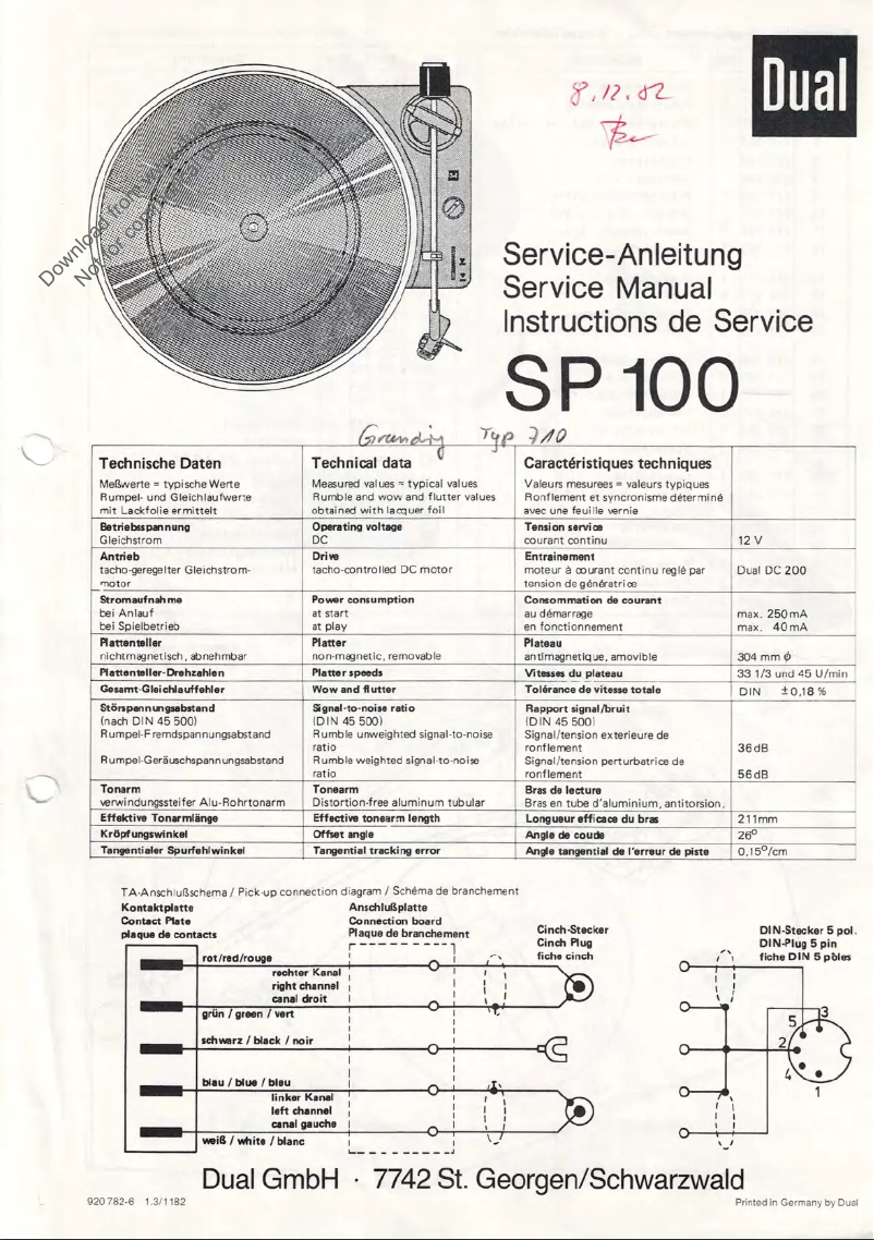 Image de la première page du manuel de l'appareil SP 100
