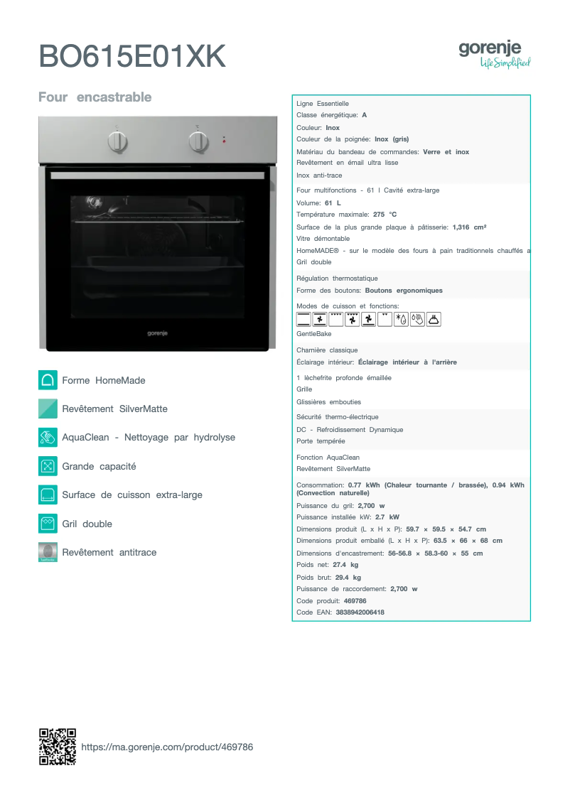 Image de la première page du manuel de l'appareil BO615E01XK