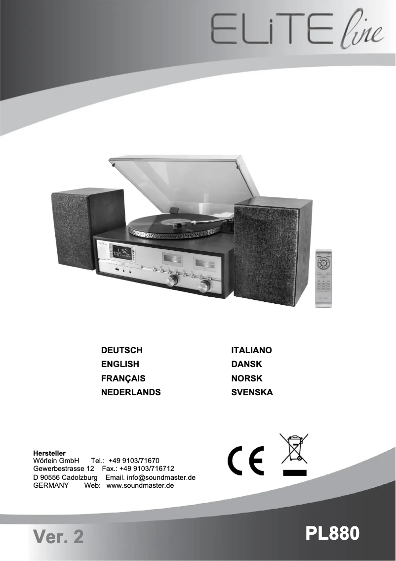 Page 1 de la notice Manuel utilisateur Soundmaster PL880