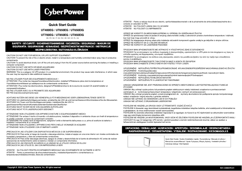 Page 1 de la notice Manuel utilisateur CyberPower UT650EIG