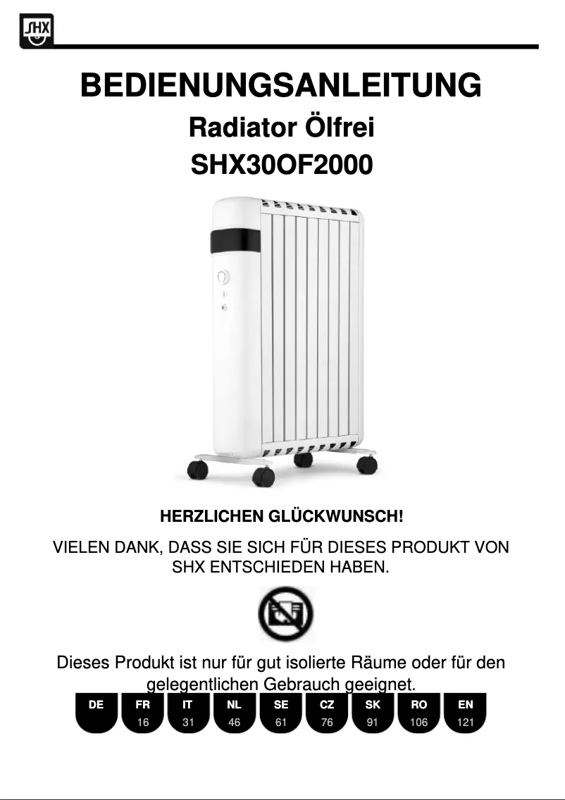 Page n°1 - Manuel utilisateur SHX SHX30ROF2000