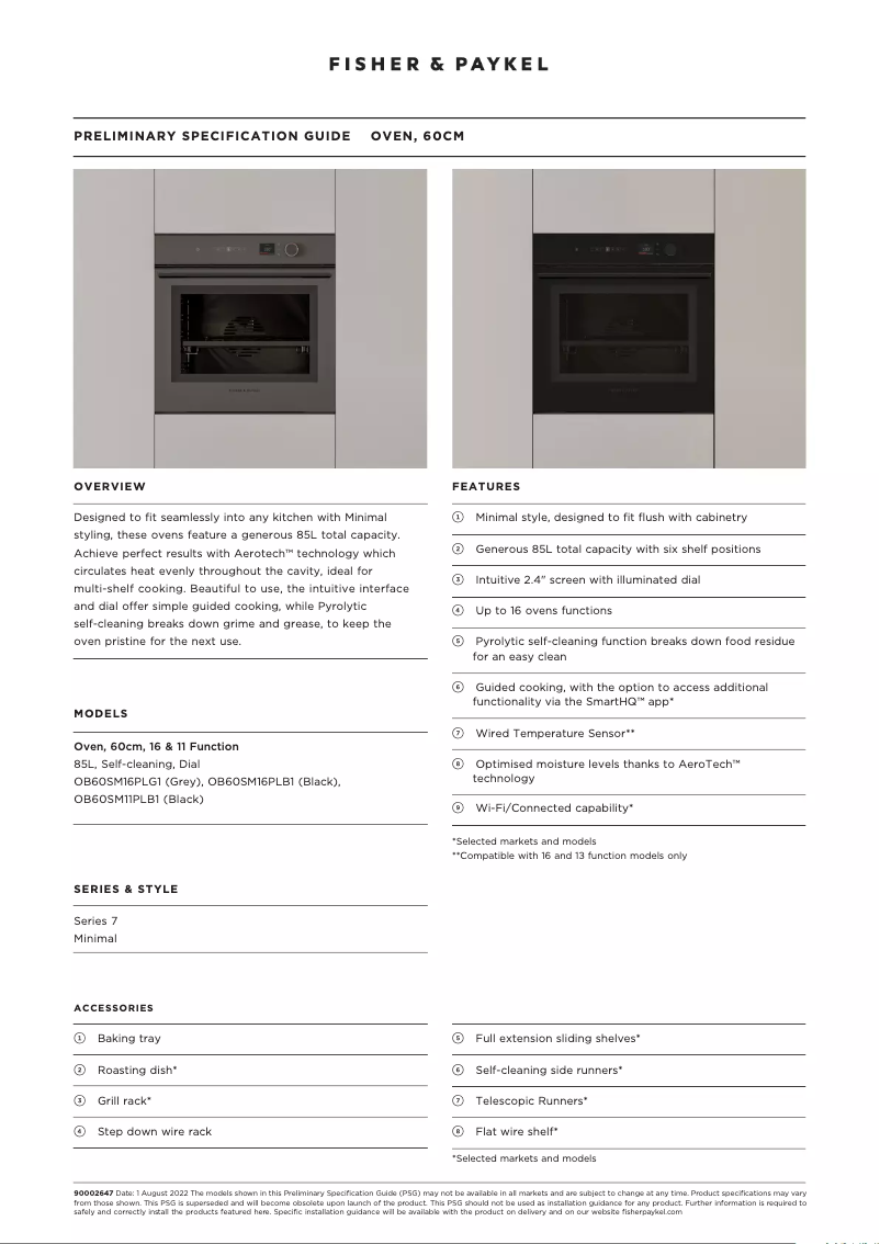 Page n°1 - Fiche technique Fisher & Paykel OB60SM16PLG1