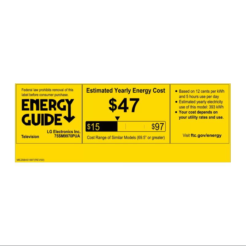 Page 1 de la notice Label énergétique LG 75SM9970PUA