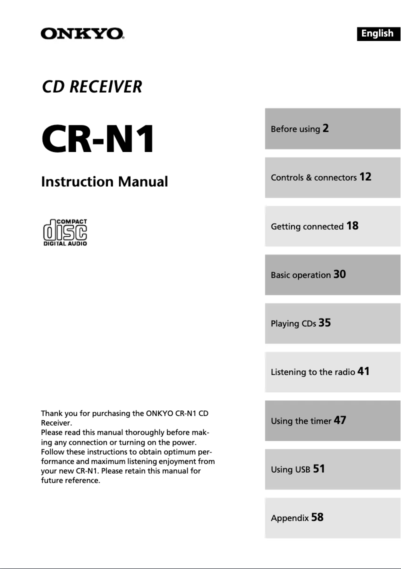 Image de la première page du manuel de l'appareil CR-N1