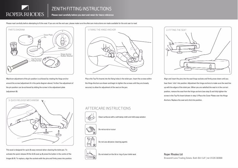 Page n°1 - Manuel utilisateur Roper Rhodes Zenith