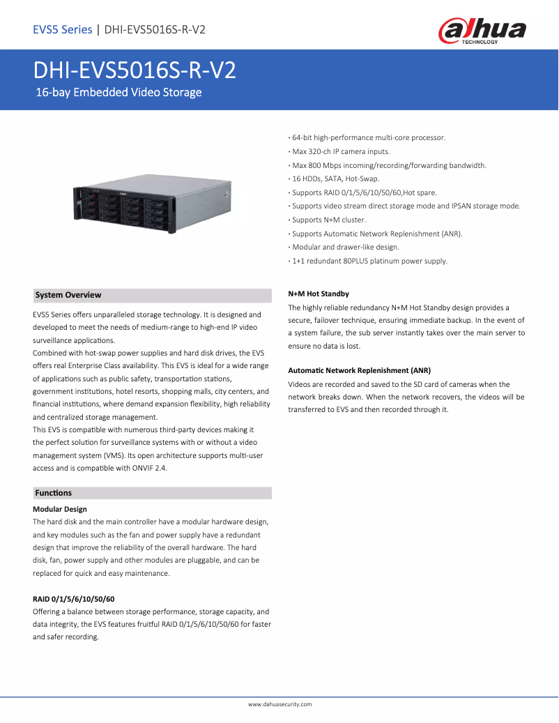 Image de la première page du manuel de l'appareil EVS5016S-R-V2