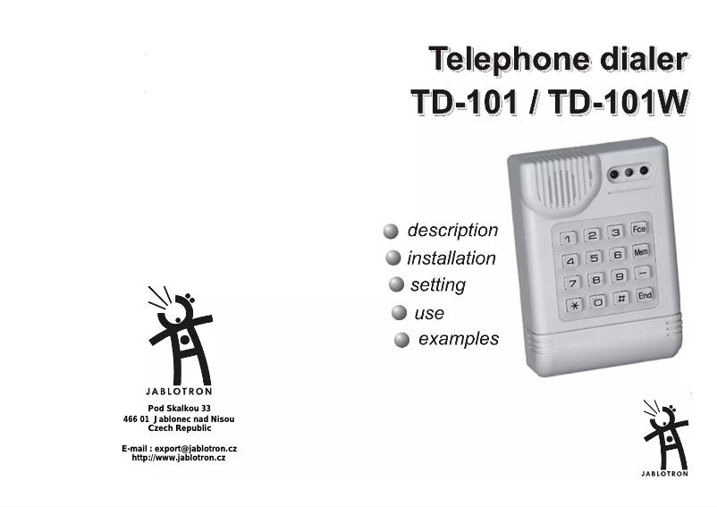 Imagen de la primera página del manual del dispositivo TD-101