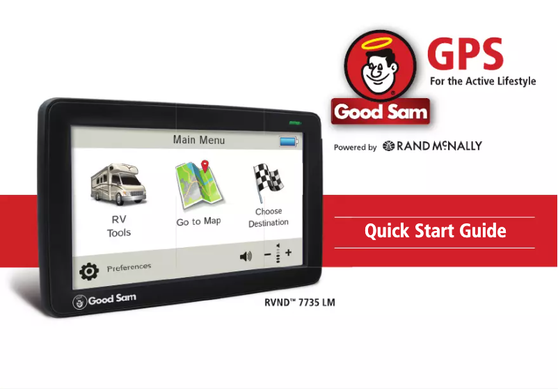 Page 1 of the manual Quick Start Guide Rand McNally Good Sam RV GPS 7735 LM