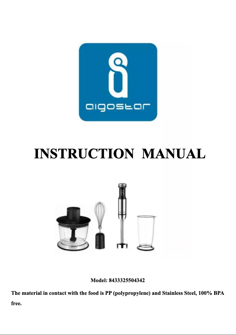 Page n°1 - Manuel utilisateur Aigostar Mix Helper 30JIM