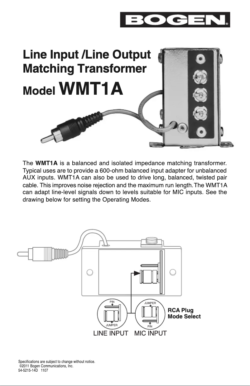 Image de la première page du manuel de l'appareil WMT1A