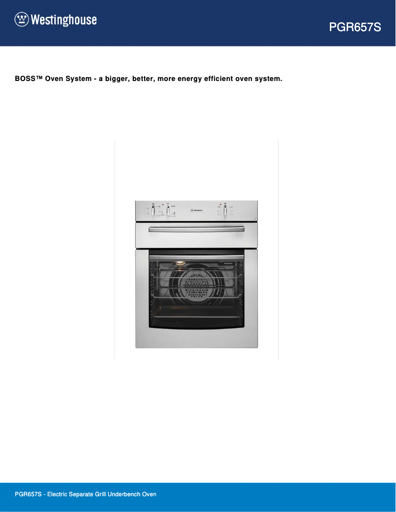 Page 1 de la notice Fiche technique Westinghouse PGR657S