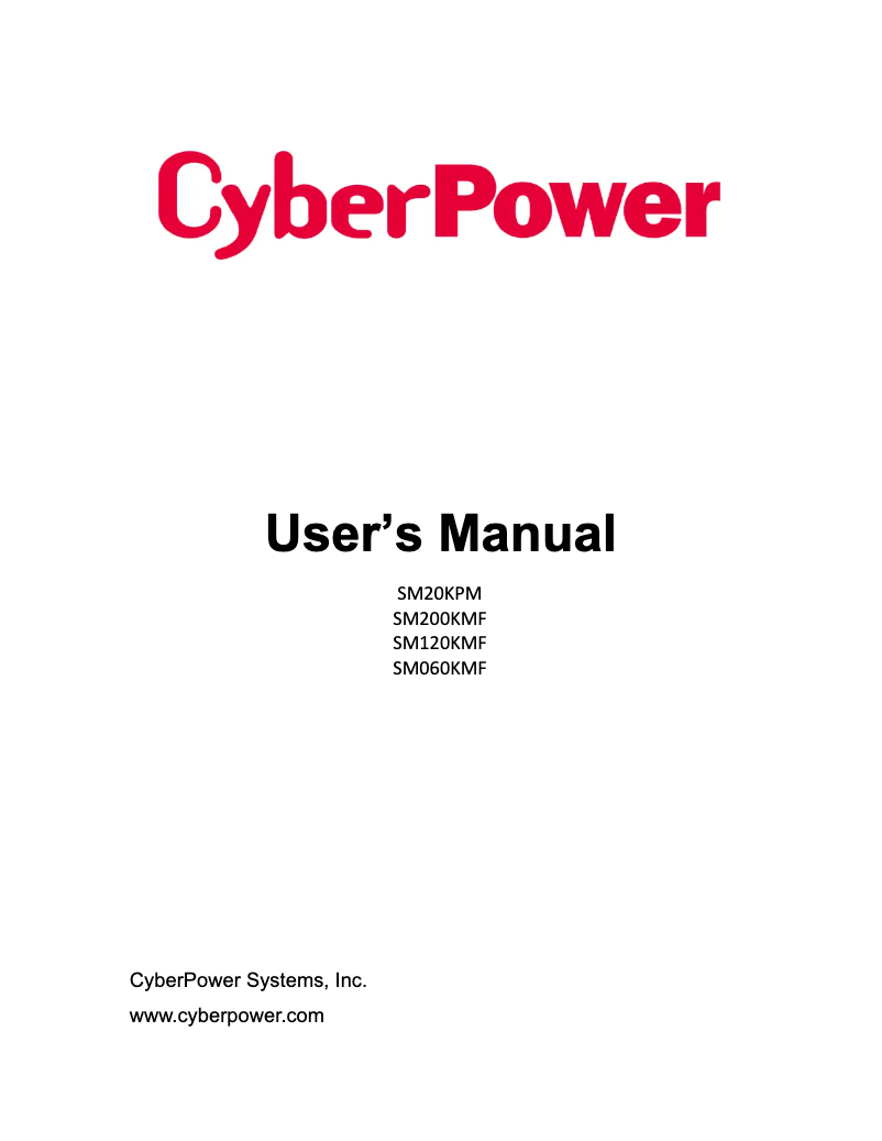 Page 1 de la notice Manuel utilisateur CyberPower SM060KMF