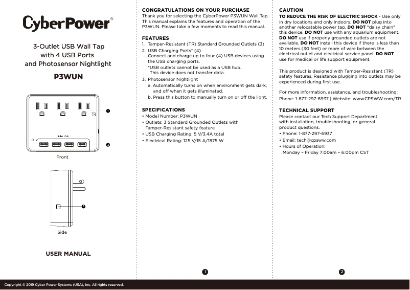 Page 1 of the manual User Manual CyberPower Professional P3WUN