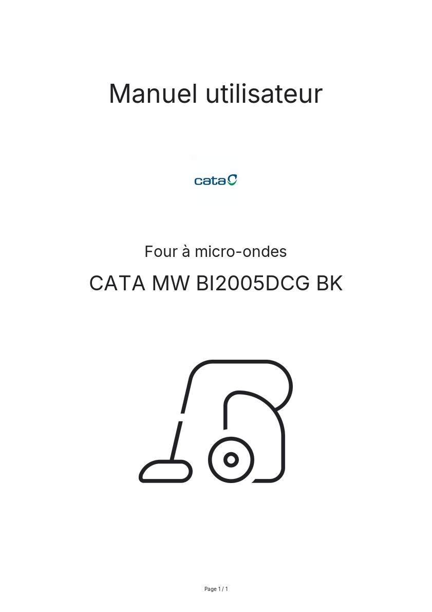Page n°1 - Manuel utilisateur CATA MW BI2005DCG BK