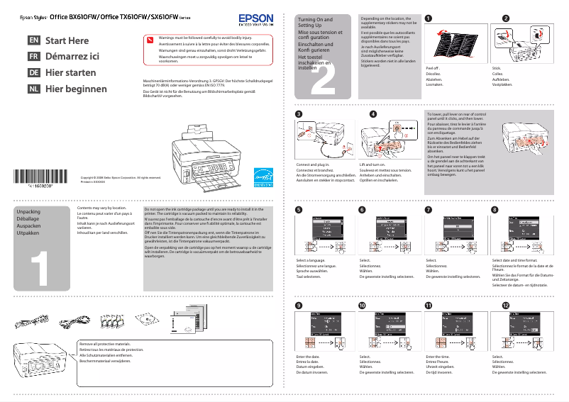 Página 1 del manual Guía de instalación Epson Stylus SX610FW