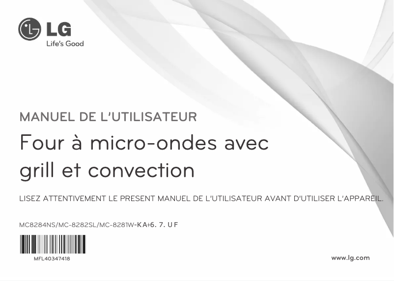 Page 1 de la notice Manuel utilisateur LG MC-8282SL