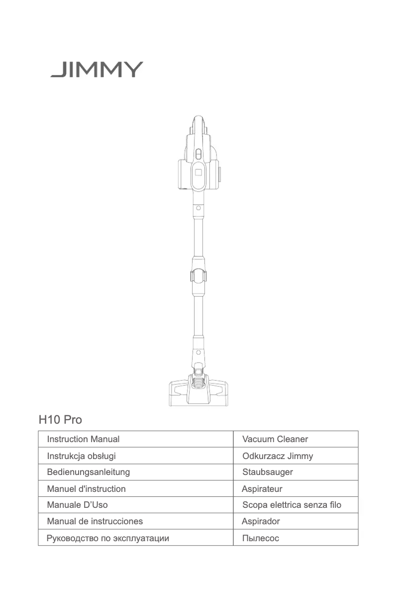 Page 1 de la notice Manuel utilisateur JIMMY H10 Pro