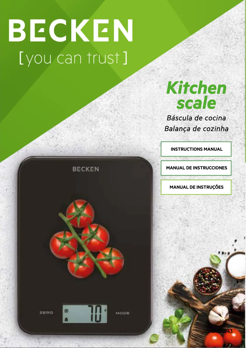 Page 1 de la notice Manuel utilisateur Becken BKS5043