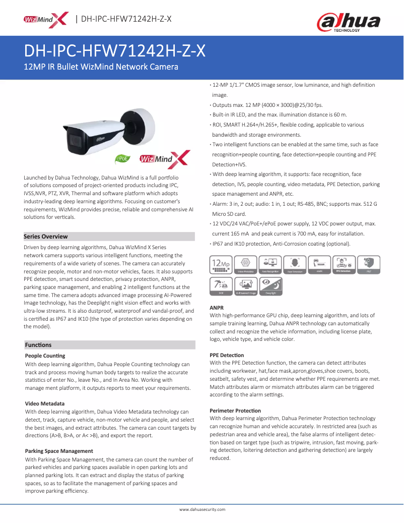 Image de la première page du manuel de l'appareil WizMind PC-HFW71242H-Z-X