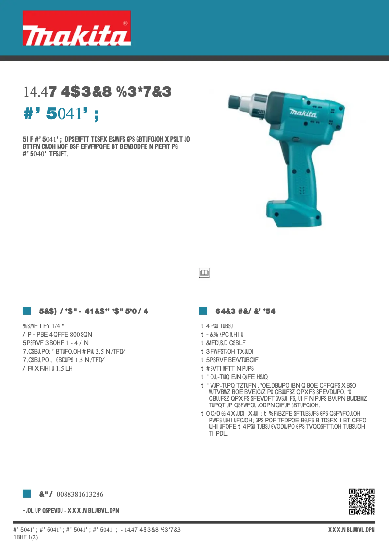 Page n°1 - Fiche technique Makita BFT041FZ
