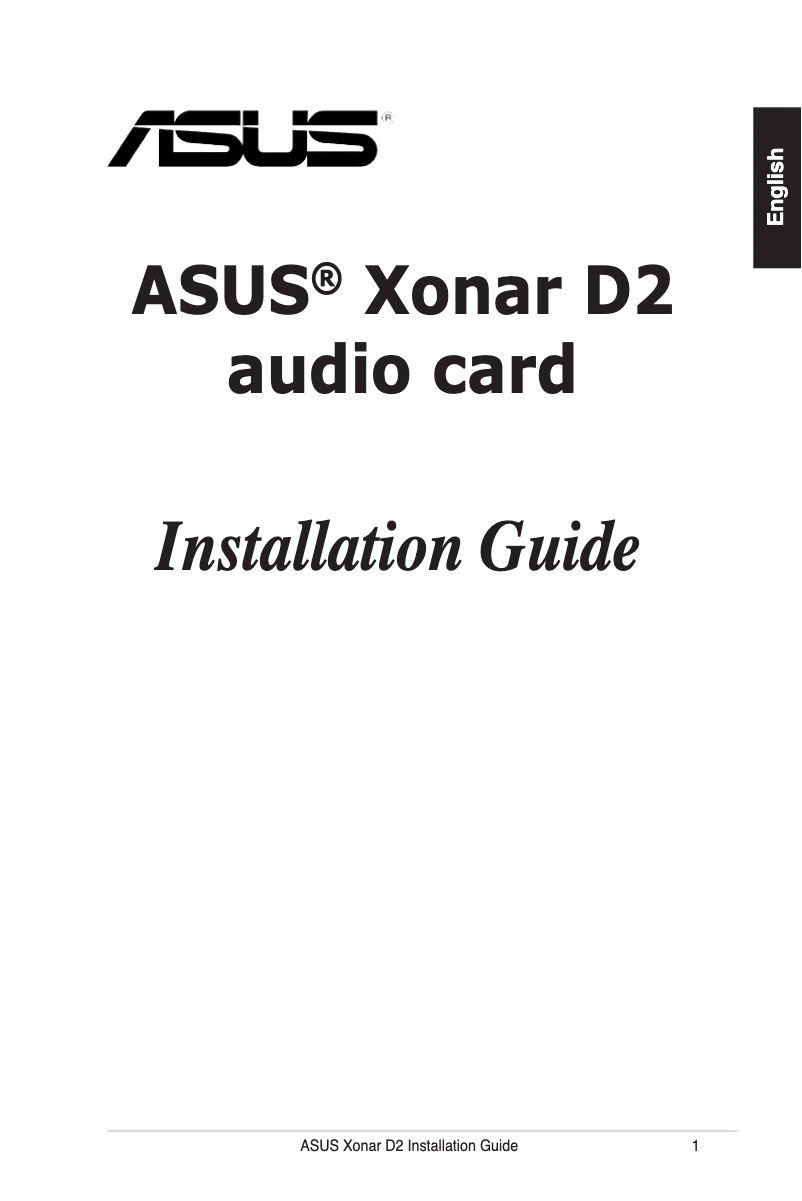 Page 1 de la notice Guide d'installation Asus Xonar D2