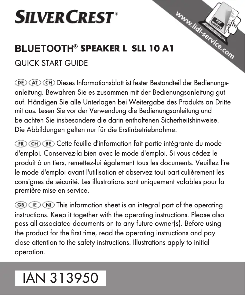 Page n°1 - Manuel utilisateur SilverCrest SLL 10 A1