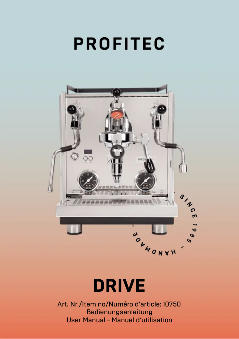Page n°1 - Manuel utilisateur Profitec DRIVE