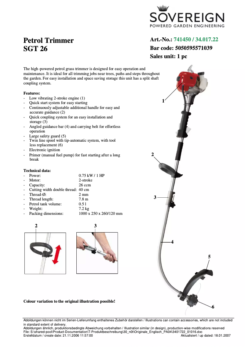 Page n°1 - Manuel utilisateur Sovereign SGT 26