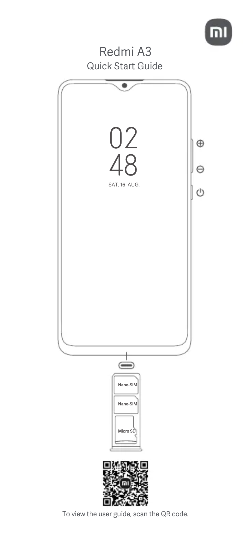 Page 1 de la notice Manuel utilisateur Xiaomi Redmi A3