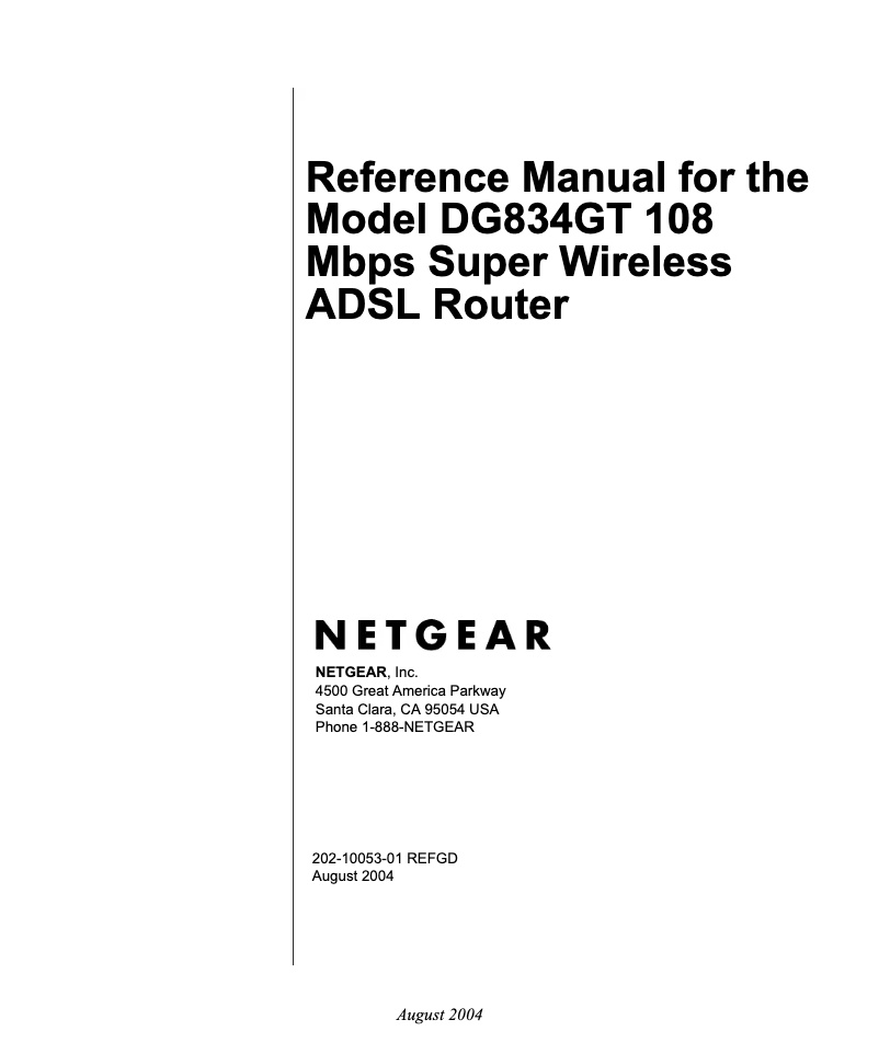 Page 1 de la notice Manuel utilisateur Netgear DG834GT