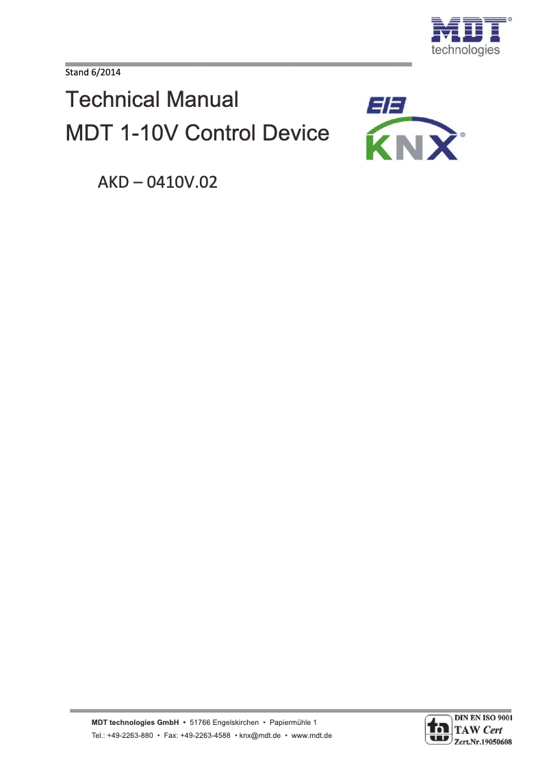 Page n°1 - Manuel utilisateur MDT AKD-0410V.02