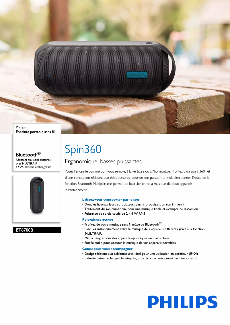 Page n°1 - Fiche technique Philips BT6700B