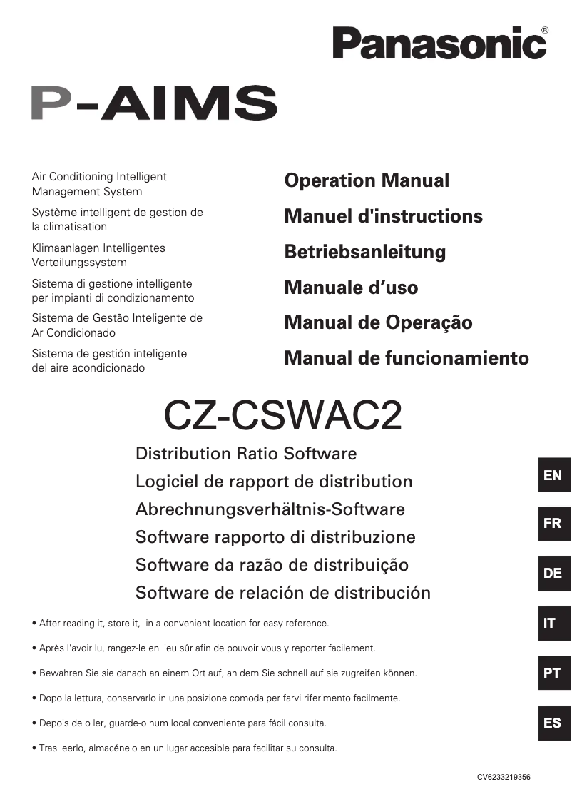 Page n°1 - Manuel utilisateur Panasonic CZ-CSWAC2