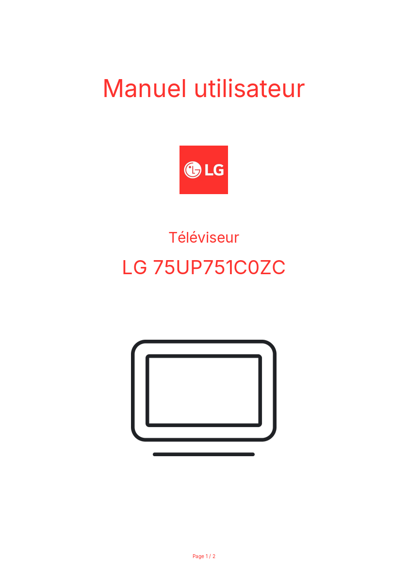 Page n°1 - Manuel utilisateur LG 75UP751C0ZC