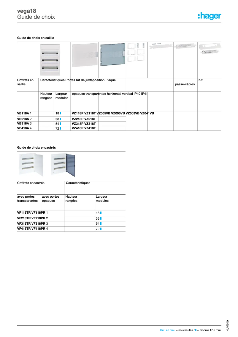 Page n°1 - Catalogue Hager VZ005VB