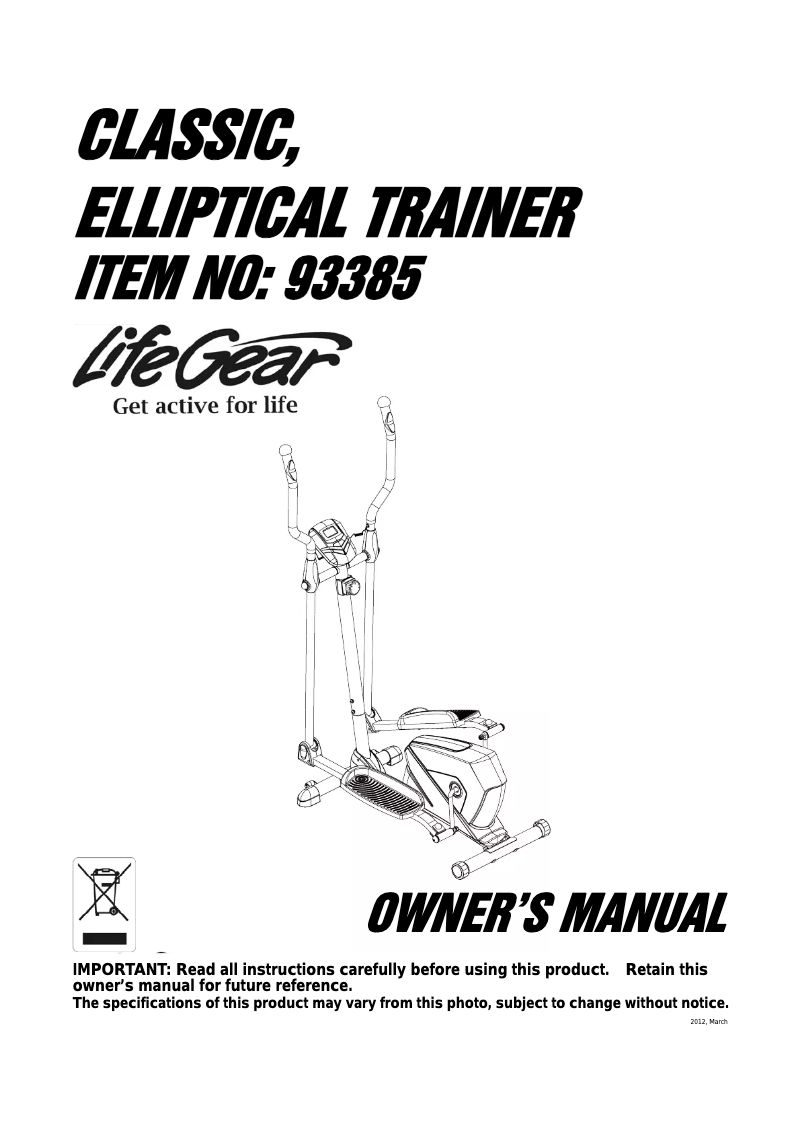 Page n°1 - Manuel utilisateur Life Gear Classic 93385